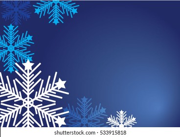 Christmas background with snowflakes. New year card with snowflakes on blue background