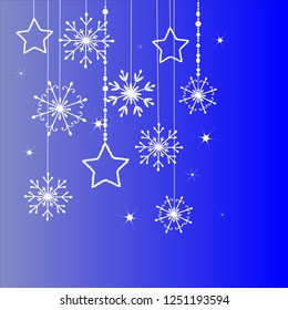 Christmas background.  Snowflakes on blue background. 