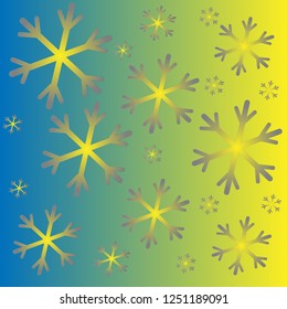 Christmas background.  Snowflakes on colorful background . Yellow texture. Winter icon.