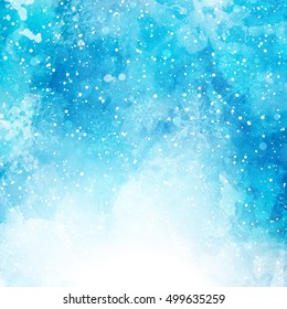 Christmas background with snowflakes on a watercolor texture