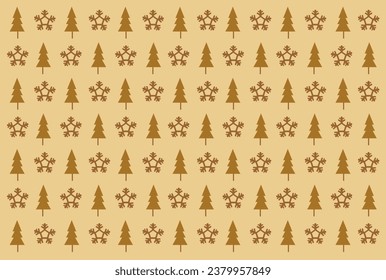 Christmas background with snowflakes and pine trees