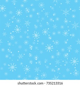 Christmas background of snowflakes. For posters, postcards, greeting for holiday, party, celebration, new year. Vector illustration.
