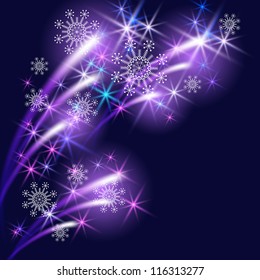 Christmas background with snowflakes and salute
