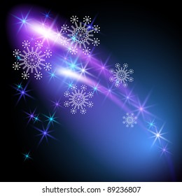 Christmas background with snowflakes and salute