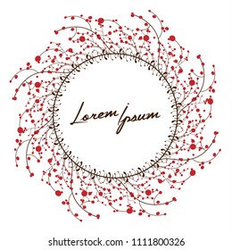 Christmas background with snowflakes and simple Merry Christmas text - red version