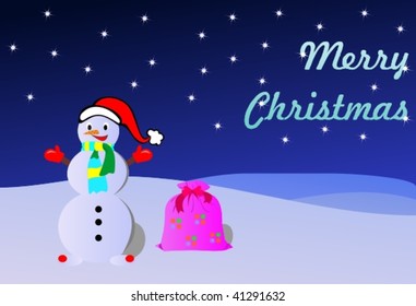 Christmas background with snowflakes and snowball. Vector. Editable.