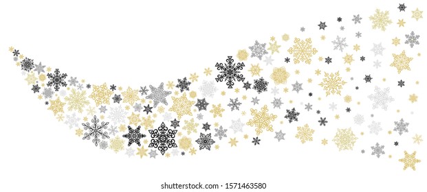 Christmas background with snowflakes. Snowflake curl. Template for graphic design of packaging, backgrounds, banners or greeting cards. Vector stock illustration.