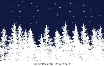 christmas background with snowflakes and spurces