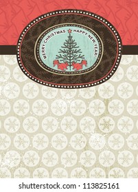 christmas background with snowflakes, squirrel and christmas tree, vector illustration EPS10. Contains transparent objects