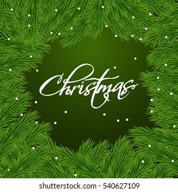 Christmas background with snowflakes and Christmas tree branches