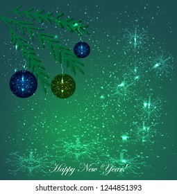Christmas background with snowflakes and christmas tree. New Year. Vector illustration on isolated background.