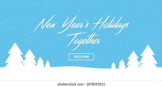 Weihnachtshintergrund mit Schneeflocken und Weihnachtsbäumen, für die Veröffentlichung auf der Website oder in sozialen Netzwerken