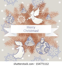 Christmas background and snowflakes vector illustration. 
