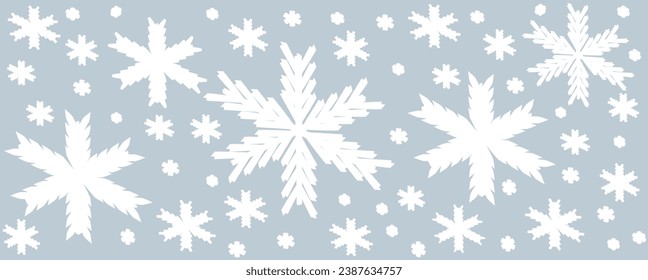 Fondo de Navidad con copos de nieve, ilustración vectorial