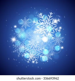 Christmas background with snowflakes. Vector illustration for Christmas posters, icons, Christmas greeting cards, Christmas print and web projects.