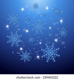 Christmas background with snowflakes. Vector illustration for Christmas posters, icons, Christmas greeting cards, Christmas print and web projects.