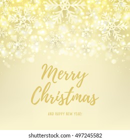 Christmas background with snowflakes. Vector illustration with shining light. Happy New Year background for xmas design.