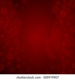 Christmas background with snowflakes. Vector snowflakes. Unusual, extraordinary red snowflake. Christmas design. Illustration on the red background.