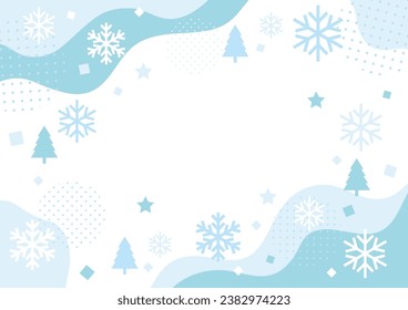 Christmas background with snowflakes and waves, vector illustration