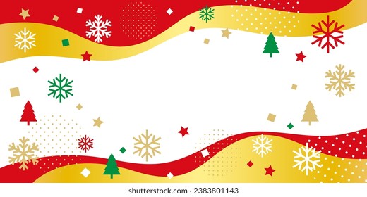 Christmas background with snowflakes and waves, vector illustration