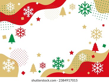 Fondo de Navidad con copos de nieve y ondas, ilustración vectorial