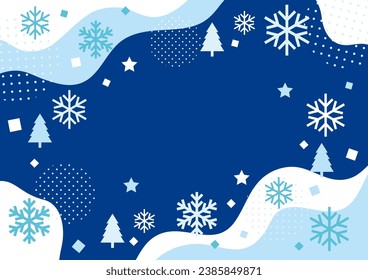 Christmas background with snowflakes and waves, vector illustration
