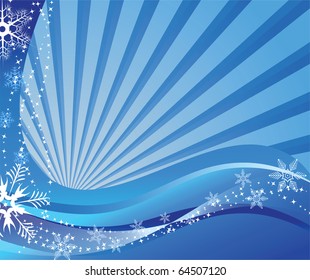 Christmas background with snowflakes and waves. vector