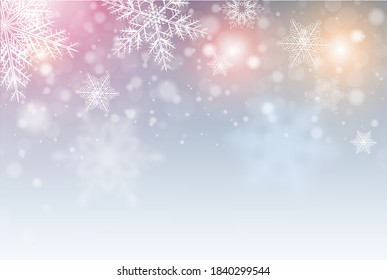 Christmas background with snowflakes, winter snow background, vector illustration
