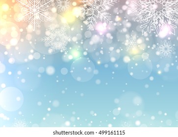 Christmas background with snowflakes, winter vector  illustration