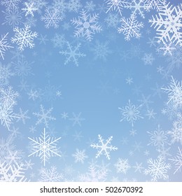 Christmas background with snowflakes, winter vector  illustration