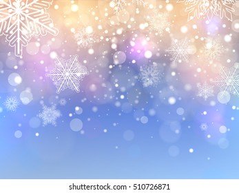 Christmas background with snowflakes, winter vector  illustration
