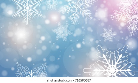 Christmas background with snowflakes, winter vector  illustration