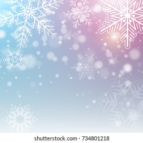 Christmas background with snowflakes, winter vector  illustration