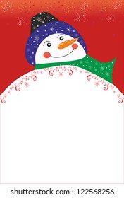 Christmas background with snowman