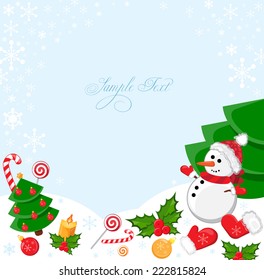 christmas background with snowman