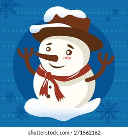 Christmas background with snowman