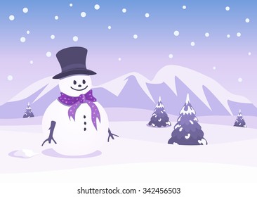 Christmas background with snowman