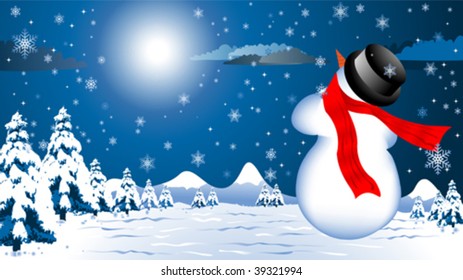 christmas background with snowman