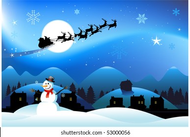 Christmas background snowman