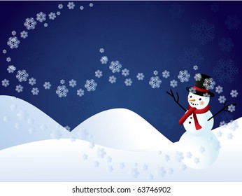 Christmas background with snowman