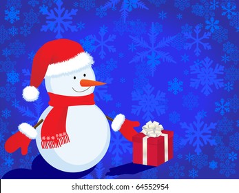 christmas background with snowman
