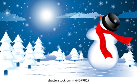christmas background with snowman