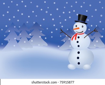 christmas background with snowman