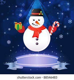 Christmas background with snowman