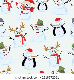 Christmas background snowman icons decoration funny design.