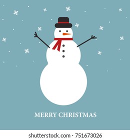 Christmas background with snowman and snowflakes. Vector illustration for New year