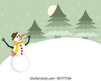 Christmas background with snowman and space for text.vector