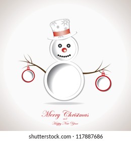 Christmas background with snowman and text place