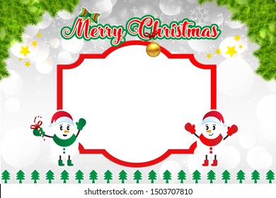 Christmas background with snowman and Christmas tree, vector illustration. 