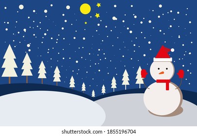 Christmas background with snowman and christmas tree , Vector illustration,christmas concept